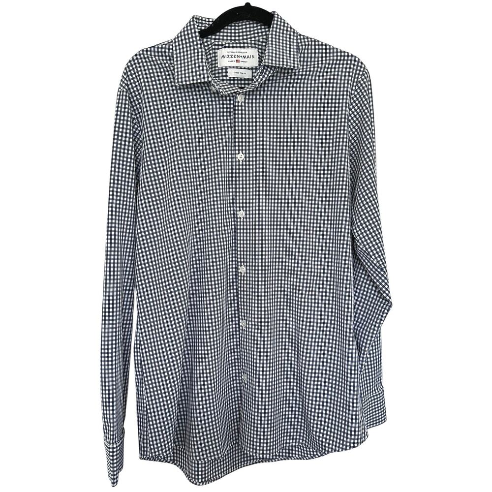 Mizzen + Main (Large Trim Fit) Leeward Dress Shirt Gingham Black/White Business